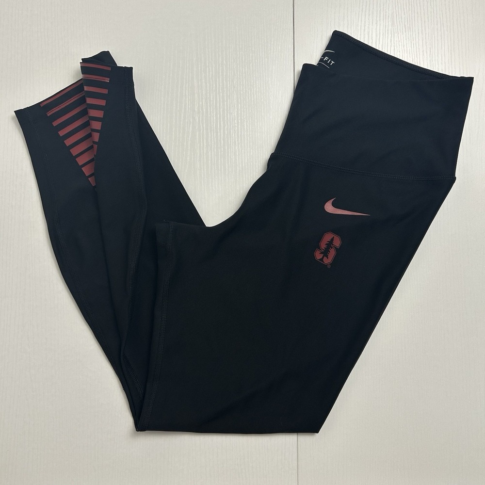 Nike Stanford Dri Fit Leggings Women's Size X Large XL Black w Red Accent
